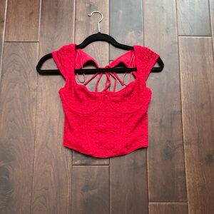 Garage Vibrant Red Lace Bralette
